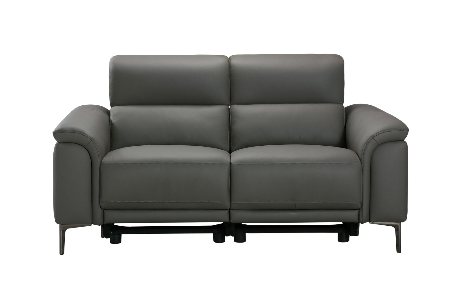San Andreas Electric Recliner Grey Top Grain Leather 2 Seater Sofa With Power Headrests & USB Charging Ports