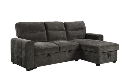 (Back in stock 15th August) 'Lionel' Charcoal Grey Fabric Right Hand Facing Corner Sofa Bed With Storage