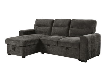 (Back in stock 15th August) 'Lionel' Charcoal Grey Fabric Left Hand Facing Corner Sofa Bed With Storage