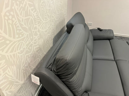 "Bertie" Grey Leather Electric Reclining Massage 3 Seater + 2 Seater Sofa Set With Power Headrests & USB Charging Ports For Ultimate Comfort