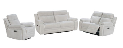 "Barre" Electric Reclining Cream / Oatmeal Fabric Sofa Range - USB Charging Ports