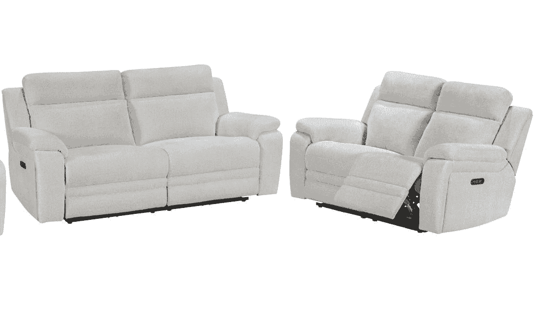 "Barre" Electric Reclining Cream / Oatmeal Fabric Sofa Range - USB Charging Ports
