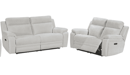 "Barre" Electric Reclining Cream / Oatmeal Fabric Sofa Range - USB Charging Ports