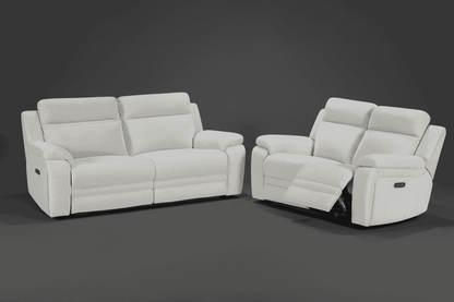 "Barre" Electric Reclining Cream / Oatmeal Fabric Sofa Range - USB Charging Ports