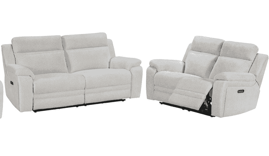"Barre" Electric Reclining Cream / Oatmeal Fabric Sofa Range - USB Charging Ports