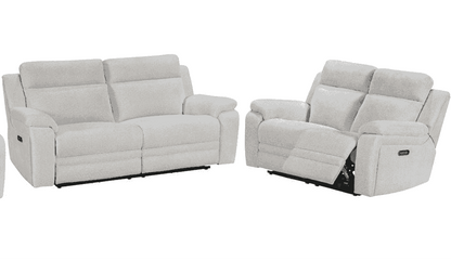"Barre" Electric Reclining Cream / Oatmeal Fabric Sofa Range - USB Charging Ports