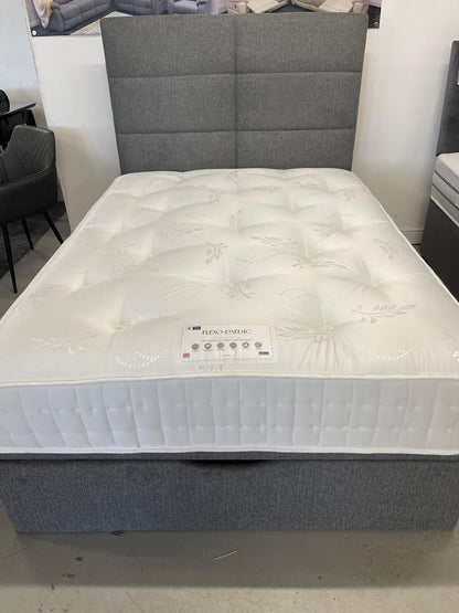 'Indulgence' Grey Fabric Ottoman Bed Frame & Firm Mattress Package - Available In 4'6ft Double or 5ft King