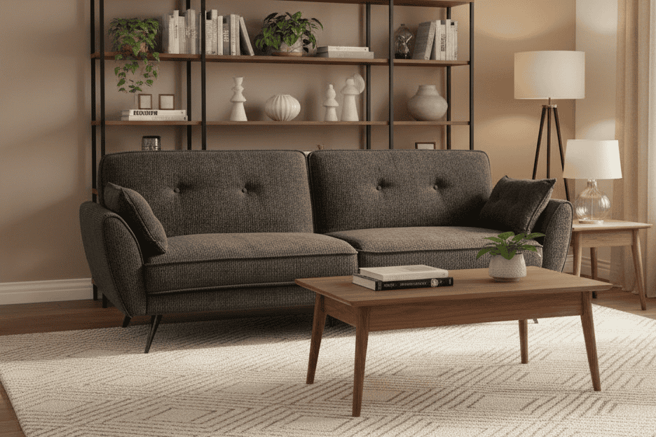 (Back In Stock 30th Sept) Athens Dark Grey Fabric 3 Seater Sofa Bed With Click-Clack Design