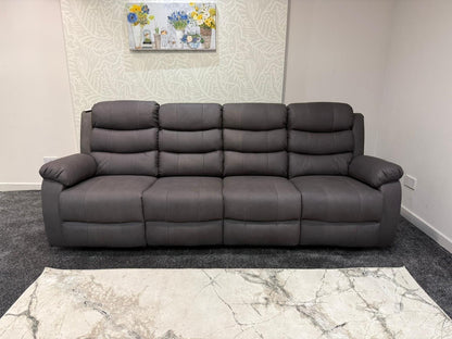 Willow Grey Easy Clean Fabric 4 Seater Sofa | Fold Down Tray Table, High Headrest & Seating Position Couch