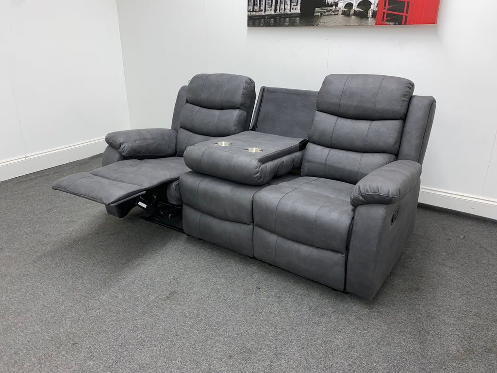 Willow Express Charcoal Grey Fabric Manual Reclining 3 Seater Sofa Sofas