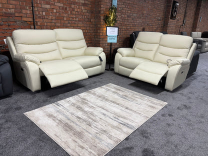 "Bertie" Cream Leather Electric Reclining Massage Sofa Range With Power Headrests & USB Charging Ports For Ultimate Comfort
