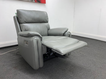 Supreme Power Recliner Grey Leather Armchair Sofa Sofas