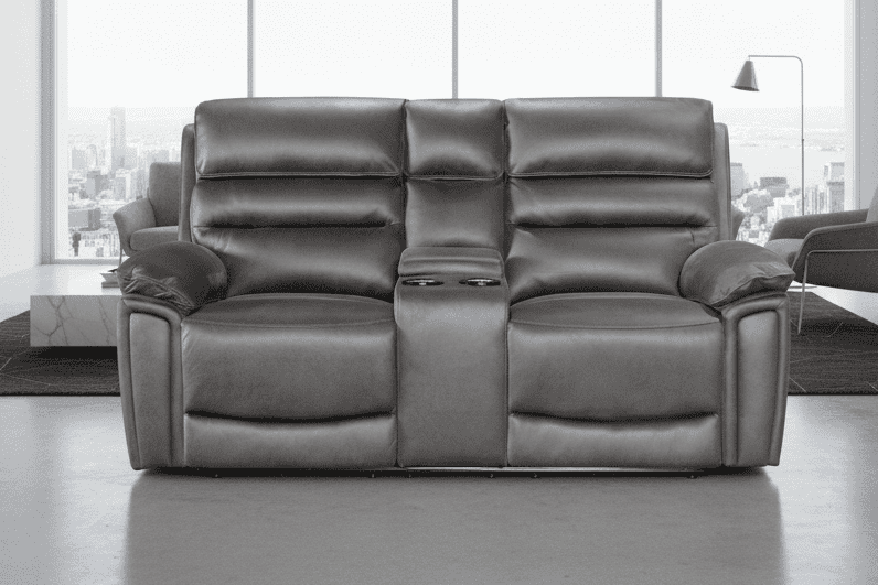 DFS Lawson Grey Easy Clean Fabric Electric Reclining 2 Seater Sofa With Drinks Console + USB Charging Ports & Drinks Coolers