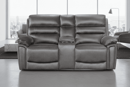 DFS Lawson Grey Easy Clean Fabric Electric Reclining 2 Seater Sofa With Drinks Console + USB Charging Ports & Drinks Coolers