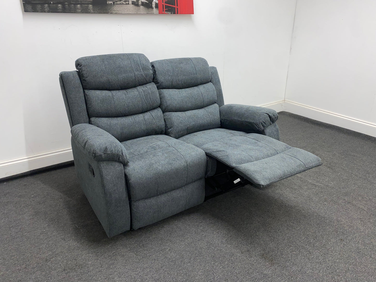 ‘Lewson’ Charcoal Grey Fabric Recliner 2 + 1 + 1 Seater Sofa + Armchair Sofa Suite Set | Couch |