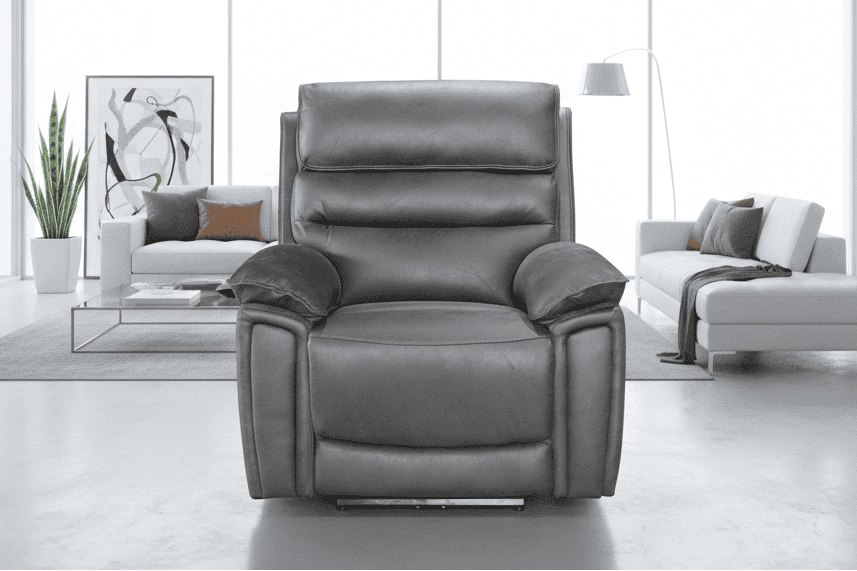 DFS Lawson Grey Easy Clean Fabric Electric Reclining Armchair / 1 Seater Sofa With USB Charging Ports