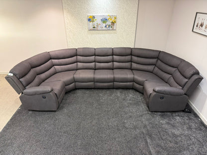 Willow Grey Fabric U Shape Corner Sofa With Drinks console & Fold down Tray Tables