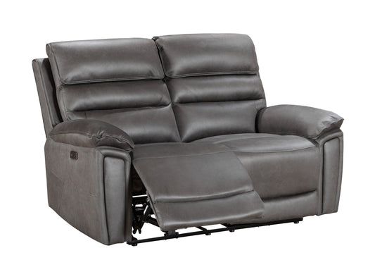 Donald Grey Suede Fabric Electric / Power Reclining 2 Seater Sofa With USB Charging Ports