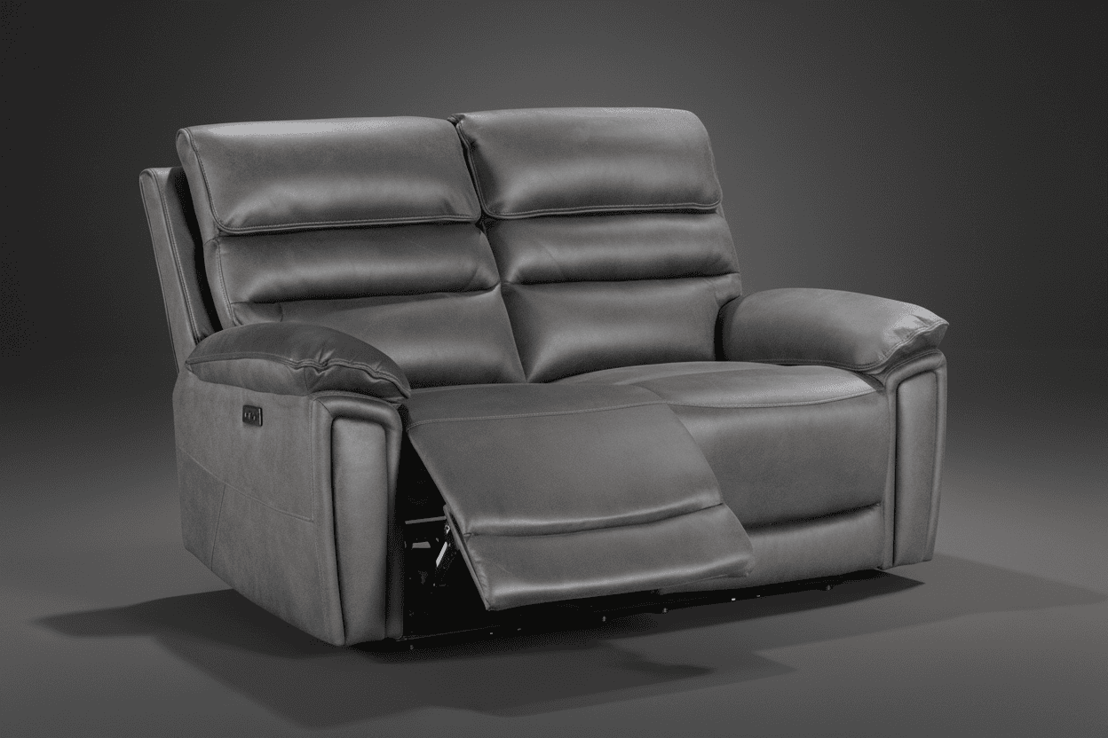 BUNDLE DEAL! DFS Lawson Grey Easy Clean Fabric Electric Reclining 3 Seater + 2 Seater Sofa Set With USB Charging Ports & Drop Down Tray Table