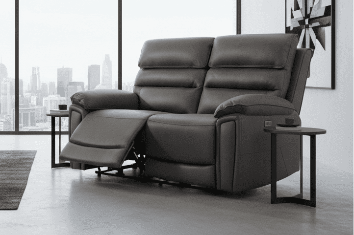 DFS Lawson Grey Easy Clean Fabric Electric / Power Reclining 2 Seater Sofa With USB Charging Ports