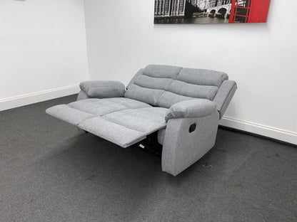 SPECIAL OFFER "Lewson" Manual Reclining Grey Fleck Fabric Sofa Set + Drinks Tray Table