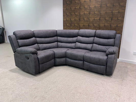 "Willow" Dark Grey Easy Clean Fabric 1C2 MANUAL Recliner Modular / Reversible Corner Sofa | Drinks Tray Table