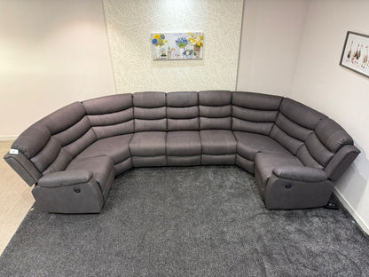 Willow Grey Fabric U Shape Corner Sofa With Drinks console & Fold down Tray Tables