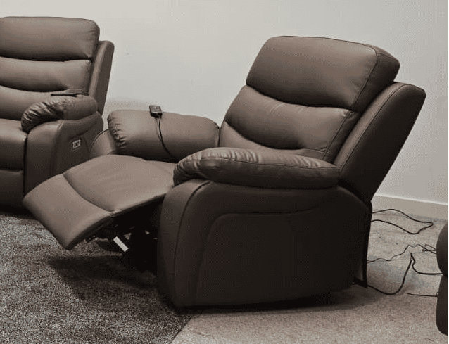 "Bertie" Brown Leather Electric Reclining Massage Sofa Range With Power Headrests & USB Charging Ports For Ultimate Comfort