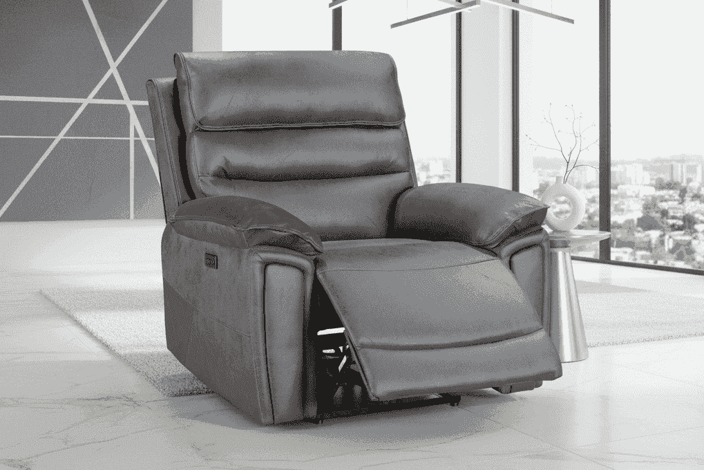 DFS Lawson Grey Easy Clean Fabric Electric Reclining Sofa Range Suite Set With USB Charging Ports & Drop Down Tray Table