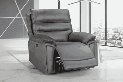 DFS Lawson Grey Easy Clean Fabric Electric Reclining Sofa Range Suite Set With USB Charging Ports & Drop Down Tray Table