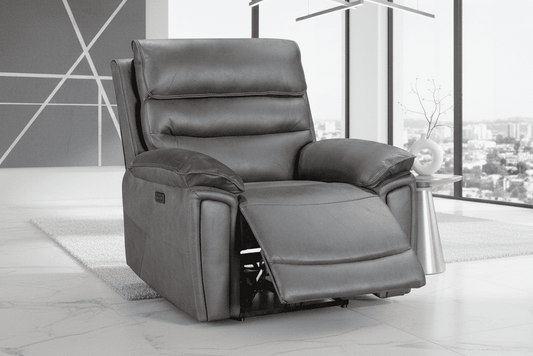 DFS Lawson Grey Easy Clean Fabric Electric Reclining Armchair / 1 Seater Sofa With USB Charging Ports