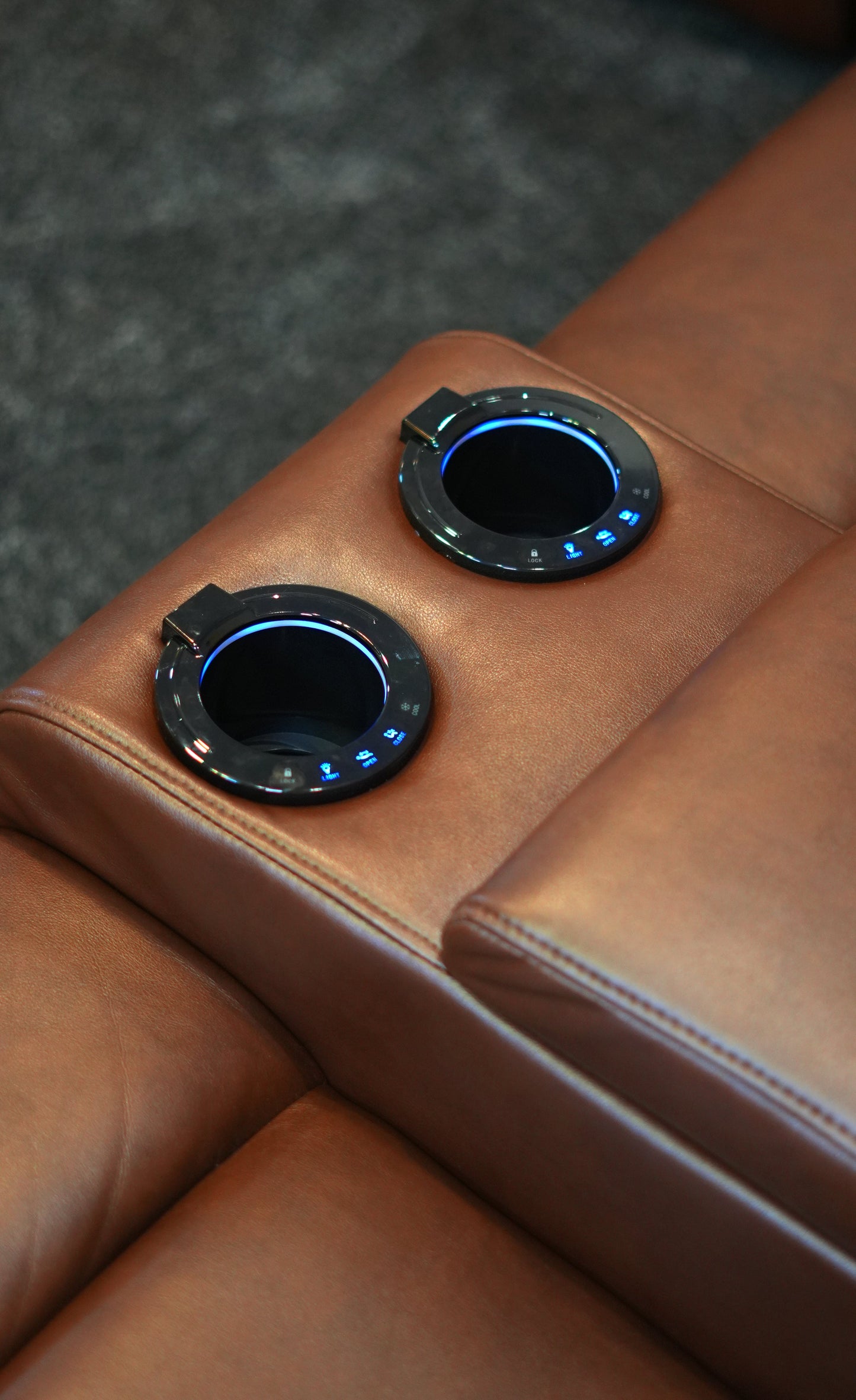 Donald Brown Leather Electric / Power Reclining 3 Seater + 2 Seater Sofa Set With USB Charging Ports & Drop Down Tray Table