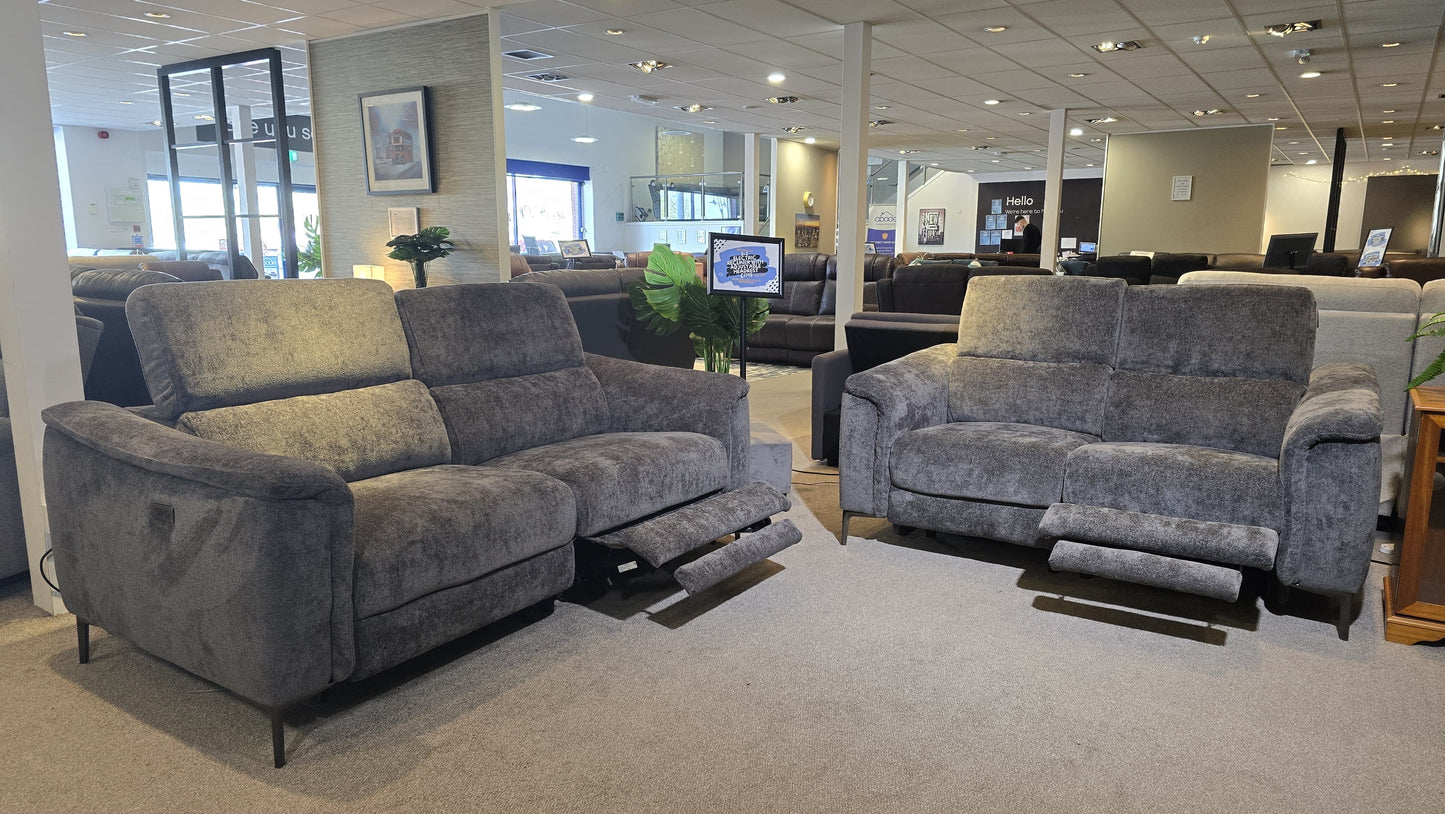 Beckham Fabric Electric Recliner Sofa Range With USB Charging Ports & Adjustable Headrests