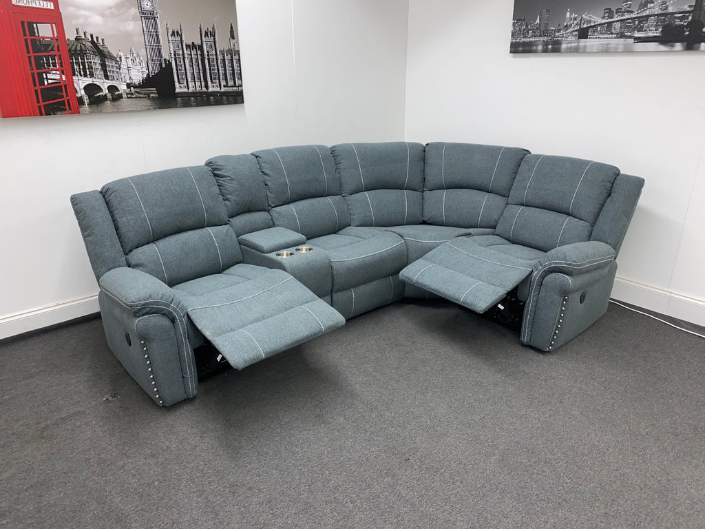 “Finsbury Express’ Grey Fabric Electric Recliner Rhf Modular Corner Sofa Sofas