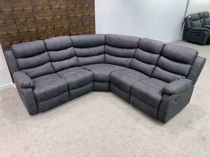 "Willow" Dark Grey Easy Clean Fabric 2C2 MANUAL Recliner Modular Corner Sofa | Drinks Tray Table