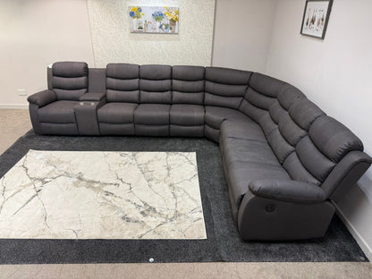 "Willow" Dark Grey Fabric 4C3C Recliner Corner Sofa | Drinks Tray Table | Easy Clean Fabric | Modular