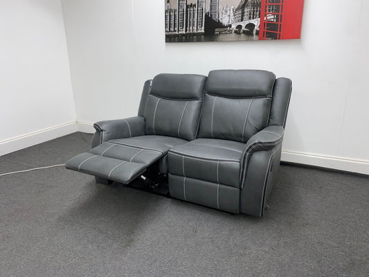 " Mason " Grey Microfibre Fabric 2 Seater Electric / Power Recliner Sofa Suite + USB Ports | Couch |
