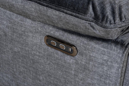 " Trek " Drinks Cooling Cupholders Plush Grey Fabric Power Recliner Large Corner Sofa With USB Charging Ports