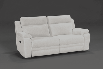 "Barre" Electric Reclining Ivory Fabric 3 Seater Sofa - USB Charging Ports