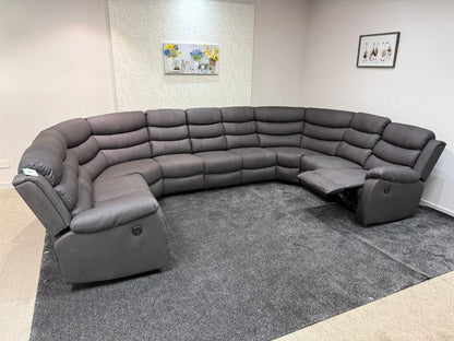 Large Willow Grey Fabric U Shape Corner Sofa With Fold down Tray Table
