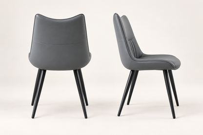 (Pre Order Deal, Arriving December 15th) Celia Dining Chairs In Elephant Grey Leather
