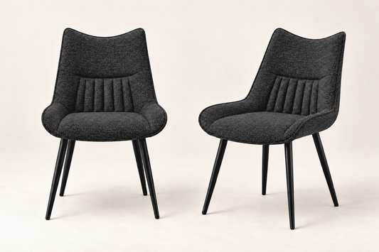 (Pre Order Deal, Arriving December 15th) Celia Dining Chairs In Charcoal Grey Fleck Fabric