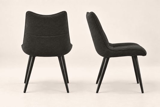 (Pre Order Deal, Arriving December 15th) Celia Dining Chairs In Charcoal Grey Fleck Fabric