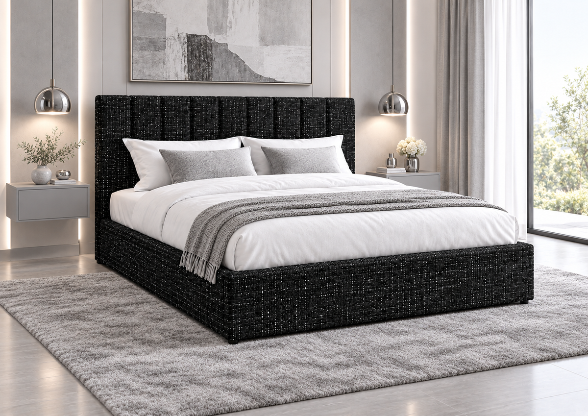 (Pre Order Deal, Back In Stock December 15th) "Jasmine" Charcoal Grey Ottoman Storage Bed Frame - Frame Only
