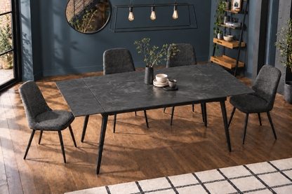 (Pre Order Deal, Arriving December 15th) "Regis" 120cm-180cm Black Ceramic Extending Dining Table With Metal Black Legs - Table Only (Copy)