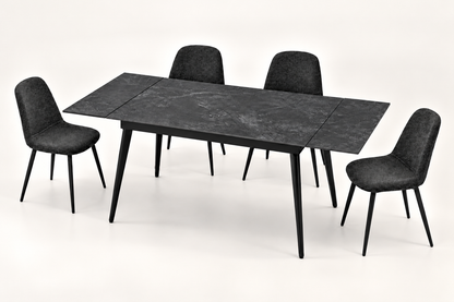 (Pre Order Deal, Arriving December 15th) "Regis" 120cm-180cm Black Ceramic Extending Dining Table With Metal Black Legs - Table Only (Copy)