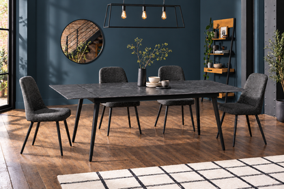 (Pre Order Deal, Arriving December 15th) "Regis" 120cm-180cm Black Ceramic Extending Dining Table With Metal Black Legs - Table Only (Copy)