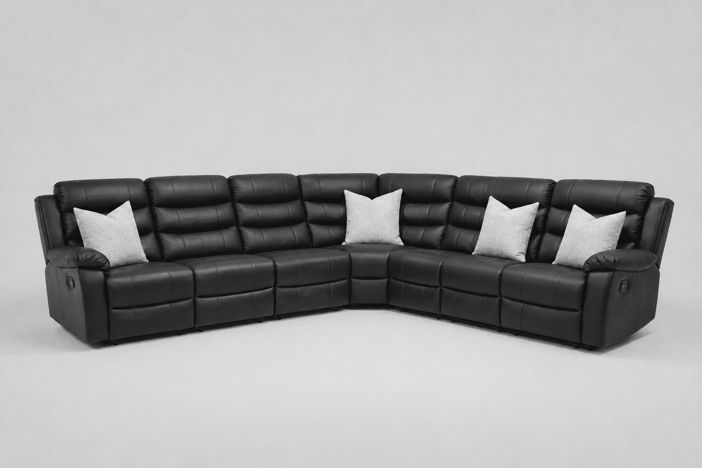 Black Leather 'Lando' 3c3 SPECIAL OFFER! Lando Black Leather Reclining Corner Sofa |  Reversible & Modular | High Backrest | Built To Fit Any Home | Couch (Copy)