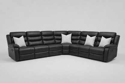 Black Leather 'Lando' 3c3 SPECIAL OFFER! Lando Black Leather Reclining Corner Sofa |  Reversible & Modular | High Backrest | Built To Fit Any Home | Couch (Copy)