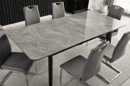 Complete Dining Set | 4 to 6 Dining Chairs + Arizona Grey Ceramic Extending Dining Table 130cm - 160cm